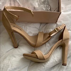 Nude strappy heels
